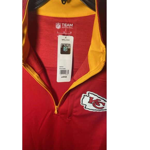 MEN'S NFL Kansas City Chiefs Red 1/4 ZIP Fanatics Licensed Large Lightweight - Picture 7 of 7